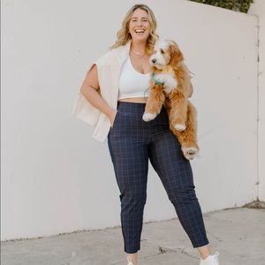 Athleta Navy Checkered Ankle Pants